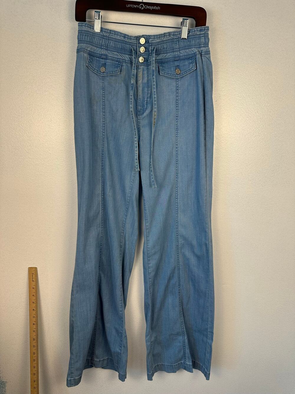 White House Black Market Women's blue chambray wide-leg pants/Jeans Size 6